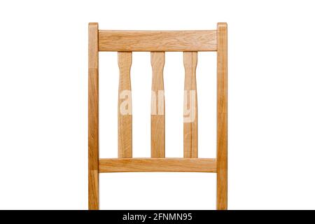 L'arrière d'une chaise en bois avec une texture en chêne naturel n'est pas peint. Banque D'Images
