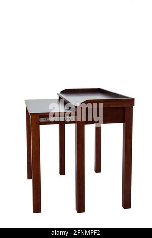 Table moderne et compacte rétractable en bois. Banque D'Images