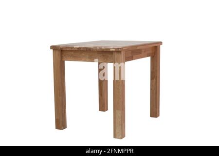 Table en bois en chêne. Cuisine table à manger, sur fond blanc. Banque D'Images