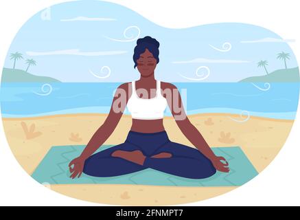 Été plage détente 2D vecteur web bannière, poster Illustration de Vecteur