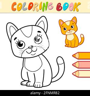 Livre de coloriage ou page pour enfants. Illustration Cat noir et blanc Banque D'Images