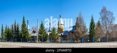 Église en l'honneur de l'image du Christ Sauveur pas faite avec les mains dans le village d'Ursk, région de Kemerovo-Kuzbass Banque D'Images