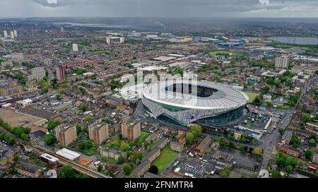 Vue aérienne du stade Tottenham Hotspur, stade du club de football Tottenham Hotspur au nord de Londres N17 OBX Britain, Royaume-Uni Banque D'Images