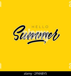 Bonjour été lettrage moderne. Script de plume de pinceau dans vecteur Illustration de Vecteur