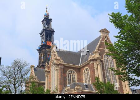 Eglise Westerkerk à Amsterdam, pays-Bas. Nom anglais : West Church. Banque D'Images