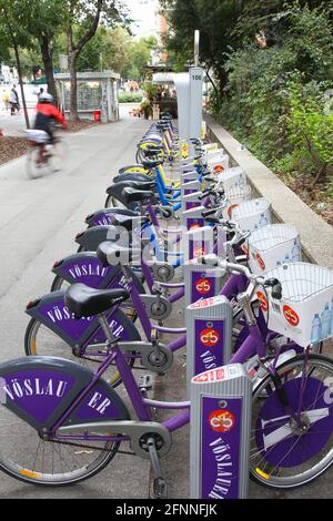 VIENNE, AUTRICHE - 7 SEPTEMBRE 2011 : station Citybike à Vienne. Le réseau de partage de vélos Citybike compte 80 stations et 700 vélos. Il est unique, beca Banque D'Images