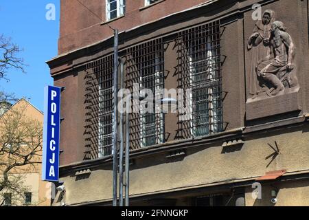 Gliwice ville en Pologne. Ancien bâtiment du poste de police. Police polonaise - Policaja. Banque D'Images