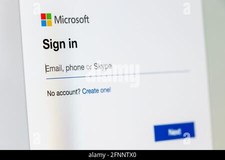 Capture d'écran de la page de connexion Microsoft sur un ordinateur de bureau Banque D'Images