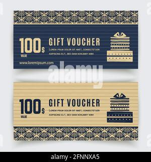 Bon de réduction de luxe or turquoise avec motif de matelots Triangle. Résumé. Illustration vectorielle de géométrie abstraite. Illustration de Vecteur