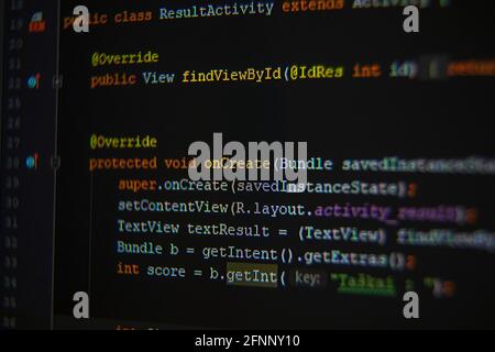 Code Java Android sur l'écran du moniteur Banque D'Images