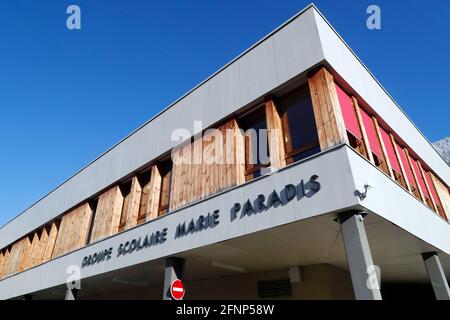 Ecole Marie Paradis. Groupe scolaire Marie Paradis. Saint-Gervais. France. Banque D'Images