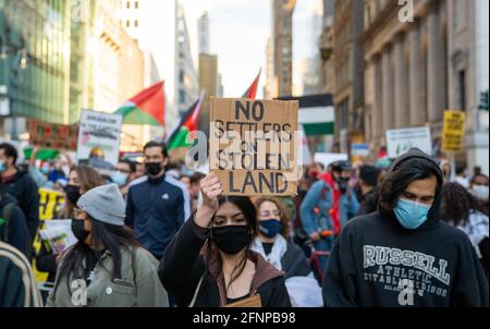 Rassemblement pour la Palestine à la lumière de l'escalade récente des événements entre Gaza, la Palestine et Israël. 11 mai 2021 Midtown, NY Banque D'Images