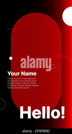 Bannière pour le compte Fashion social Media. Modèle rouge pour les histoires avec message d'accueil et espace pour surnom. Couverture rouge du service vidéo. Placez votre contenu sous arrière-plan. Illustration vectorielle Illustration de Vecteur