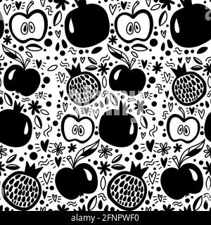 Motif sans couture avec pommes de grenade. Roch Hachana Illustration de Vecteur