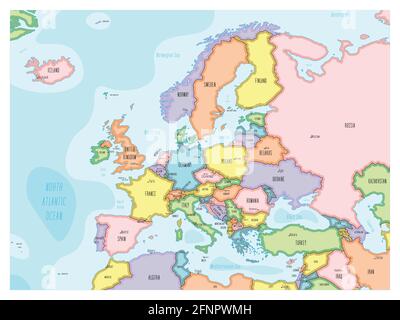 Carte de l'Europe - dessin animé à la main Illustration de Vecteur
