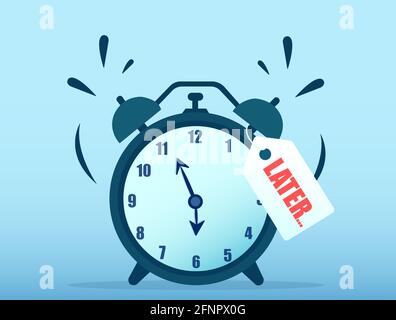 Vecteur d'un réveil qui sonne avec une note ultérieure écrit dessus Illustration de Vecteur