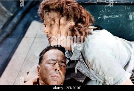 L'AFRICAN QUEEN 1951 United Artists film avec Katharine Hepburn et Humphrey Bogart Banque D'Images