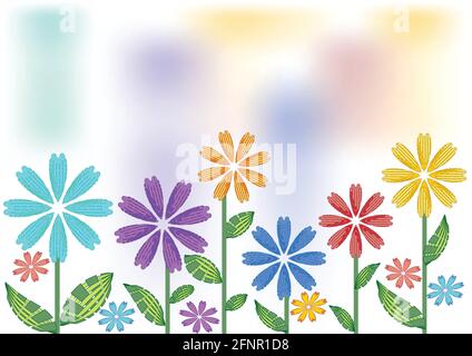 Printemps ambiance gaie avec des fleurs futuristes et place pour soi texte Illustration de Vecteur