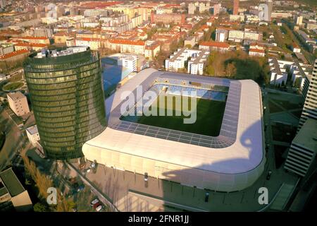 Photo aérienne du stade national de football Tehelne pole, Bratislava, Slovaquie Banque D'Images