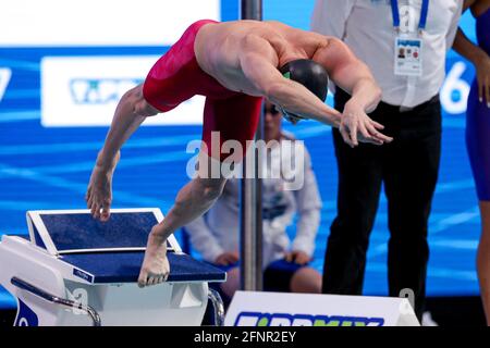 BUDAPEST, HONGRIE - 18 MAI : Max McCusker d'Irlande participant à la finale Freestyle mixte 4 x 200 m lors des championnats d'athlétisme européen LEN natation à Duna Arena le 18 mai 2021 à Budapest, Hongrie (photo de Marcel ter Bals/Orange Pictures) Banque D'Images