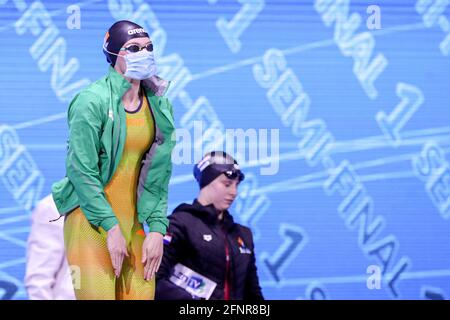 BUDAPEST, HONGRIE - 18 MAI : Mona Mc Sharry of Ireland en compétition à la demi-finale de course de 100 m féminin lors des championnats d'AQUAStics européens LEN natation à Duna Arena le 18 mai 2021 à Budapest, Hongrie (photo de Marcel ter Bals/Orange Pictures) Banque D'Images