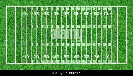 Terrain de football américain, texture herbe verte. Vue de dessus Banque D'Images