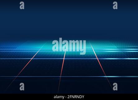 Arrière-plan abstrait de haute technologie, fond vide effets de lumière sur le sol. illustration 3d Banque D'Images