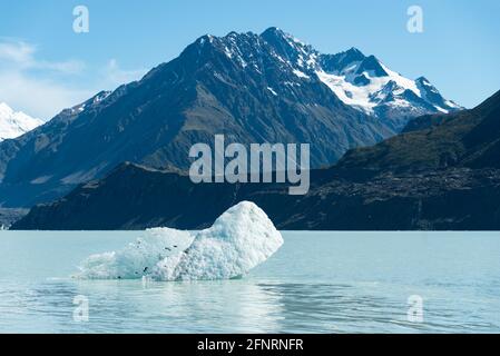 Icebergs flottant dans le lac terminal du glacier Tasman, parc national du Mont Cook Banque D'Images