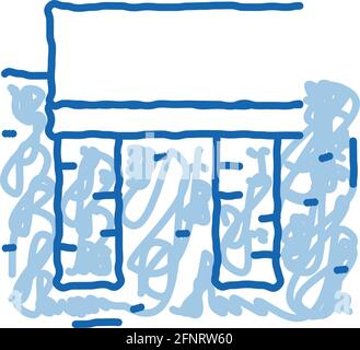 illustration dessinée à la main avec icône en forme de pierre de fondation en bois Illustration de Vecteur