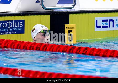 BUDAPEST, HONGRIE - MAI 17: DANAS Rapsys de Lituanie en compétition aux hommes 400m Freestyle préliminaire pendant les championnats européens d'AQUANTS de LEN Banque D'Images