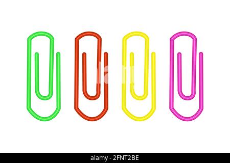 Trombones isolés sur fond blanc. Ensemble de fixations de document. Agrafes de bureau. Icône de fermoir de classeur. Fournitures de bureau. Illustration vectorielle Illustration de Vecteur