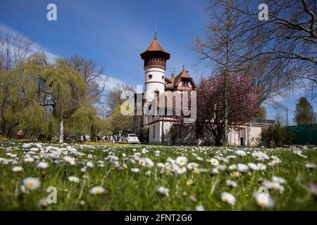 Villa Scheuermann, Kurparkschloessl au château à Herrsching am Ammersee, lac Ammer, Upper Bavaria, Bavaria, Germany, Europe Banque D'Images