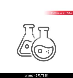 Jeu d'icônes de vecteur de ligne de tube à essai. Flacon de laboratoire, symbole de chimie. Illustration de Vecteur