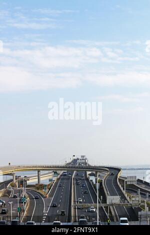 Les paysages du stationnement artificiel de l'île sont 'Umihotaru' sur le Route de traversée de la baie de Tokyo « Aqua Line » Banque D'Images