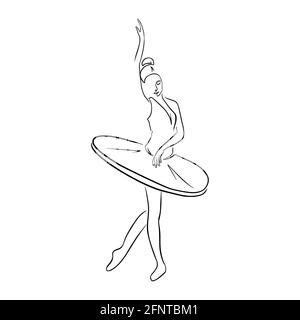 Dessin de ligne continue. Danseuse de ballet dessinée à la main dans une posture élégante illustration vectorielle isolée pour logo, modèle d'emblème, Web, imprimés Illustration de Vecteur