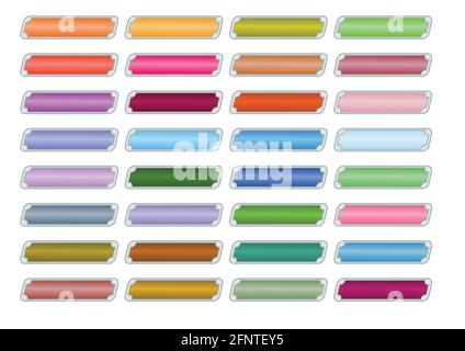 Ensemble de boutons multicolores pour le web design. Boutons rectangulaires vides avec différentes teintes de couleur, adaptés comme effet de survol. Vecteur EPS10 Illustration de Vecteur