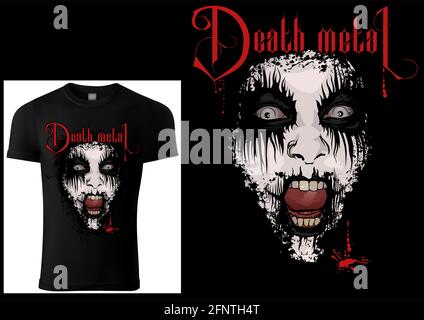 Corpse Paint T-shirt Death Metal Design Illustration de Vecteur