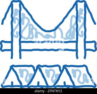 tentes sans abri sous le pont doodle icône dessin à la main illustration Illustration de Vecteur