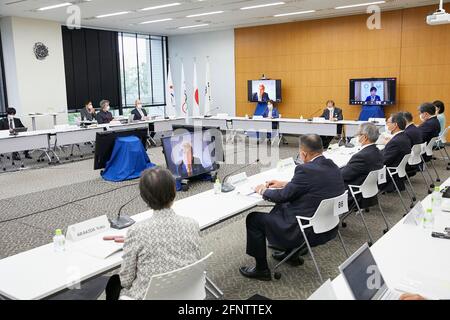 (210519) -- TOKYO, le 19 mai 2021 (Xinhua) -- la photo prise le 19 mai 2021 montre la réunion de la commission de coordination du CIO pour les Jeux de la XXXII e Olympiade Tokyo 2020 qui s'est tenue à Tokyo, au Japon. (Tokyo 2020/document via Xinhua) Banque D'Images