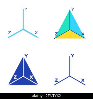 Icône du système d'axes de coordonnées définie dans le style plat et ligne. Symbole de graphique mathématique. Illustration vectorielle. Illustration de Vecteur