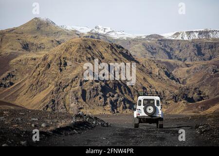 Explorer l'intérieur des Islandais par 4 x 4 Banque D'Images