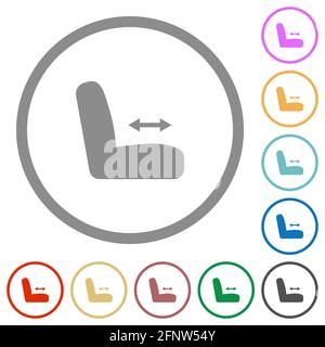 Réglage du siège d'auto icônes de couleur plate avec contours ronds sur fond blanc Illustration de Vecteur