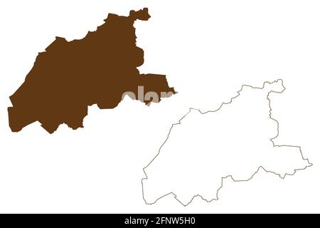 District de Viersen (République fédérale d'Allemagne, État de Rhénanie-du-Nord-Westphalie, région de NRW, Düsseldorf) carte illustration vectorielle, croquis à griffonnage Illustration de Vecteur