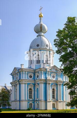 Cathédrale de Smolny, Saint-Pétersbourg, Russie Banque D'Images