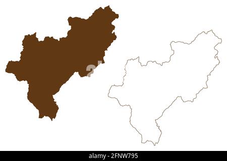 District de Siegen-Wittgenstein (République fédérale d'Allemagne, État de Rhénanie-du-Nord-Westphalie, région de NRW, Arnsberg) carte illustration vectorielle, scribble sk Illustration de Vecteur