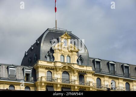 Façade du Grand Hôtel Suisse Majestic à Montreux, canton de Vaud, Suisse Banque D'Images