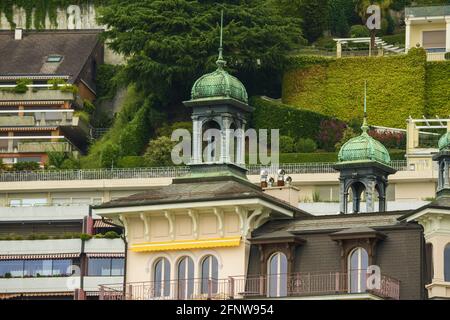 Détail d'une villa Belle époque à Montreux, Suisse Banque D'Images