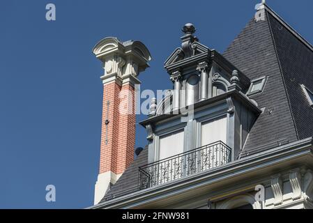 Détail d'une villa Belle époque à Montreux, Suisse Banque D'Images