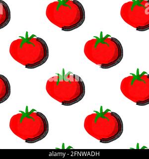 Motif sans couture avec illustration de avec tomates rouges Banque D'Images