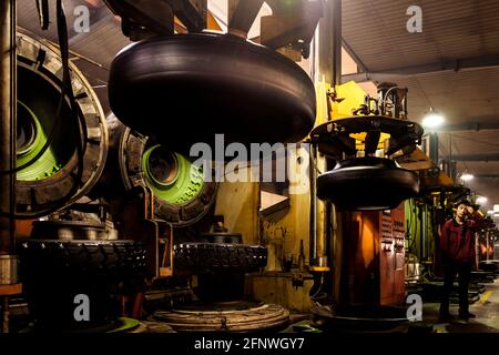 Une usine de pneus dans la province de Shandong. Chine. Banque D'Images